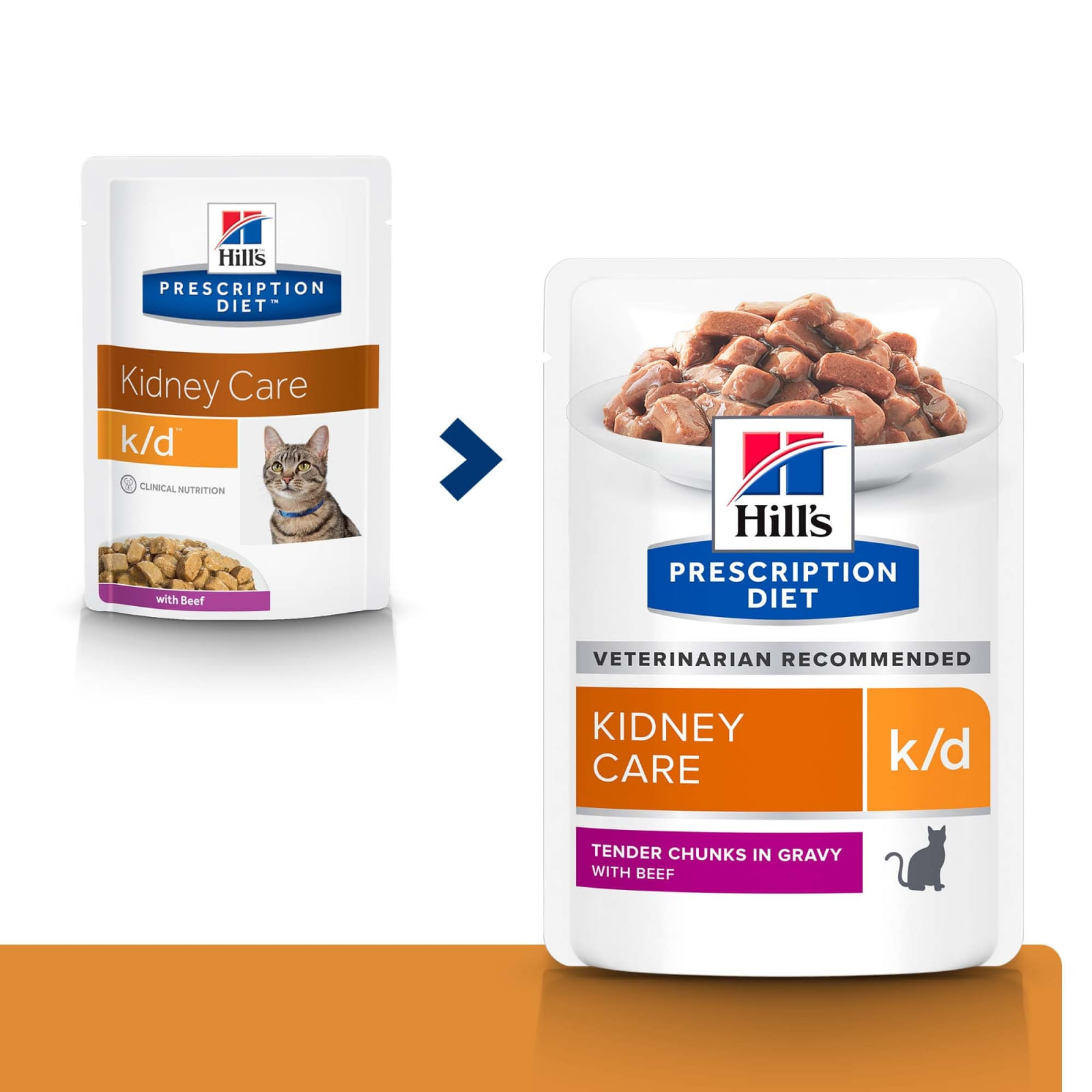 HILL'S Prescription Diet k/d Kidney Care, Vită, dietă veterinară pisici, plic hrană umedă, sistem renal, 85g x 12buc - poza 1
