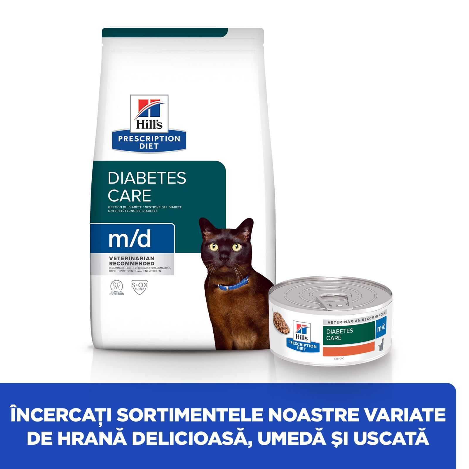 HILL'S Prescription Diet m/d Diabetes Care, Pui, dietă veterinară pisici, hrană uscată, afecțiuni metabolice (diabet) HILL'S Prescription Diet m/d Diabetes Care, Pui, dietă veterinară pisici, hrană uscată, metabolism (obezitate si diabet),  - poza 4