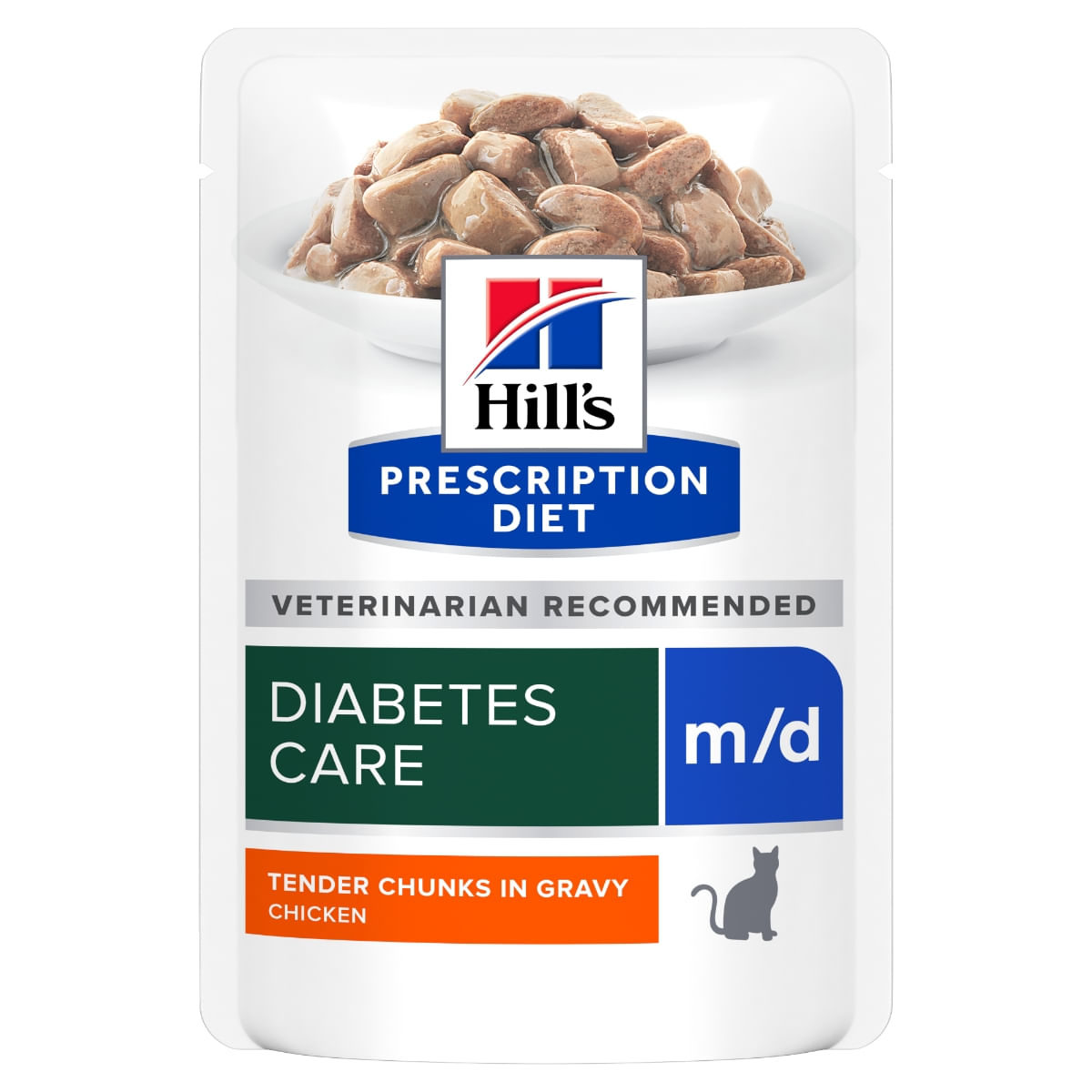 HILL'S Prescription Diet m/d, Pui, dietă veterinară, plic hrană umedă pisici, diabet, bax, 85g x 12buc - poza 3
