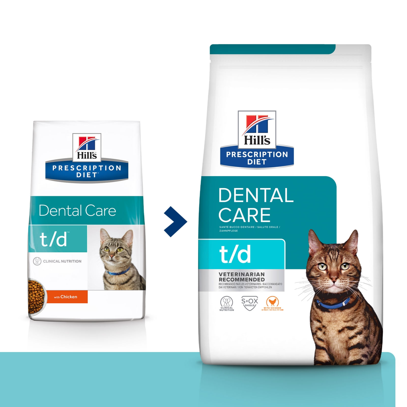HILL'S Prescription Diet t/d Dental Care, Pui, dietă veterinară pisici, hrană uscată, afecțiuni dentare HILL'S Prescription Diet t/d Dental Care, Pui, dietă veterinară pisici, hrană uscată, sensibilități dentare, 3kg - poza 1