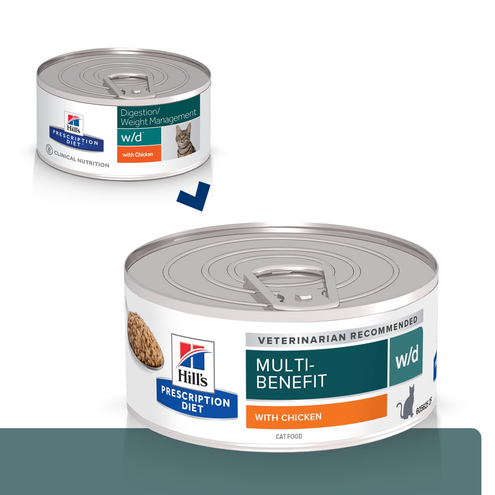 HILL'S Prescription Diet w/d Multi-Benefit, Pui, dietă veterinară pisici, conservă hrană umedă, metabolism (obezitate si diabet), 156g - poza 1