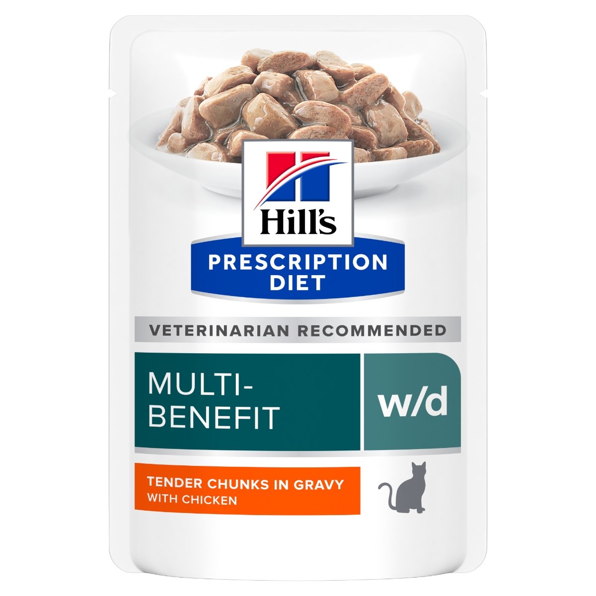 HILL'S Prescription Diet w/d Multi-Benefit, Pui, dietă veterinară, plic hrană umedă pisici, obezitate & diabet, bax, 85g x 12buc - poza 1