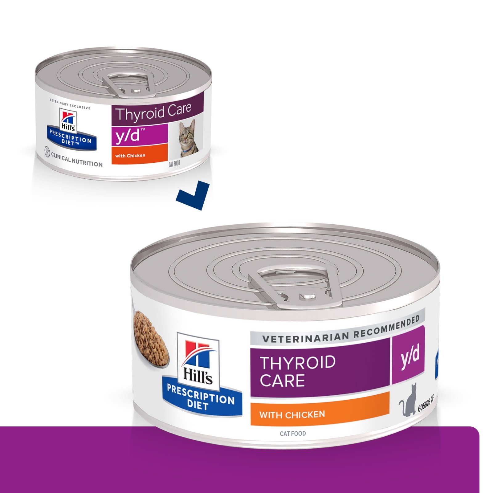HILL'S Prescription Diet y/d Thyroid Care, Pui, dietă veterinară pisici, conservă hrană umedă, metabolism ( obezitate si diabet), 156g - poza 2