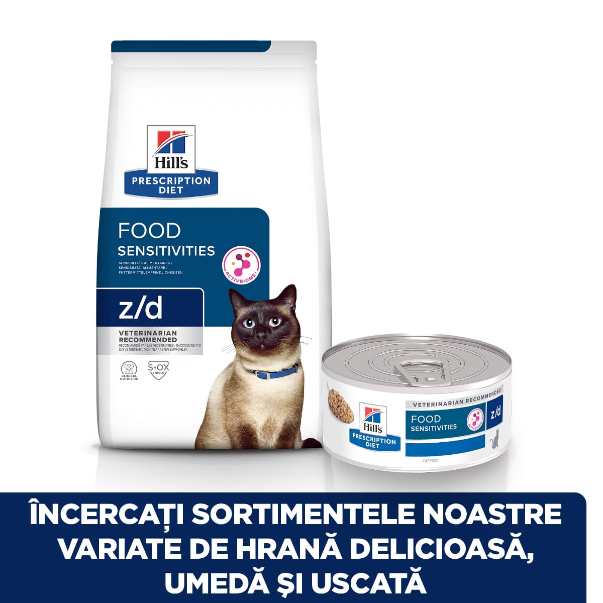 HILL'S Prescription Diet z/d Food Sensitivities, dietă veterinară pisici, conservă hrană umedă, afecțiuni dermatologice și sistem digestiv, 156g - poza 4