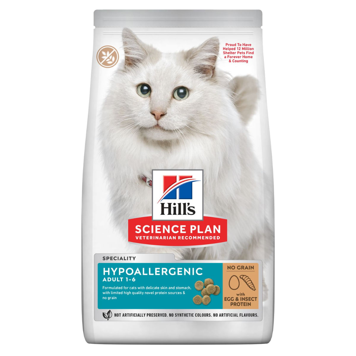 HILL'S Science Plan No Grain Hypoallergenic, Ou și Insecte, hrană uscată fără cereale pisici, sistem digestiv, alergii, 7kg - poza 1