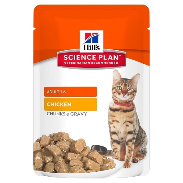 Hill's SP Feline Adult Bucatele de Carne in Sos cu Pui, Plic, 85 g Hill's SP Feline Adult Bucatele de Carne in Sos cu Pui, Plic, bax, 85 g x 12buc - poza 2