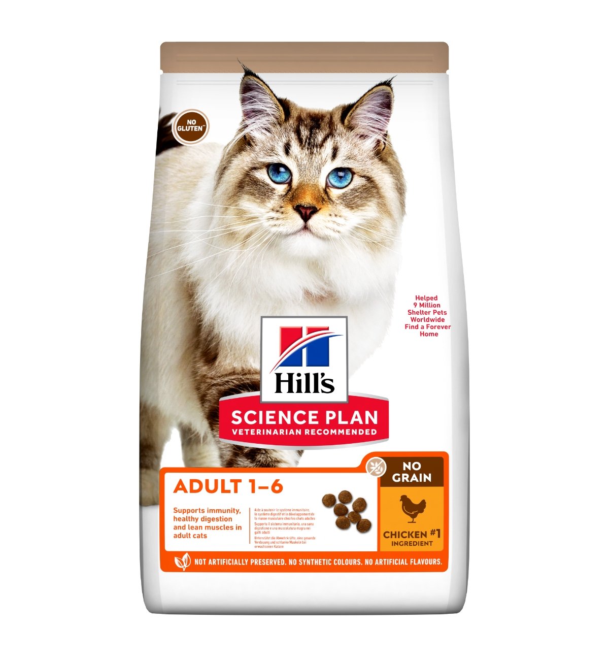 HILL'S SP No Grain, Adult, Pui, hrană uscată fără cereale pisici, 1.5kg - poza 1