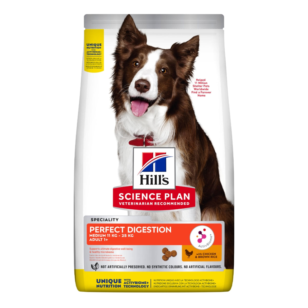 HILL'S SP Perfect Digestion Medium Adult, Pui cu Orez Brun, hrană uscată câini, sensibilități digestive, 2.5kg - poza 2