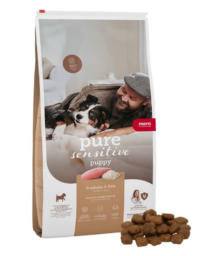 Hrană căței sensibili MERA Pure Sensitive Puppy 4 kg curcan & orez
