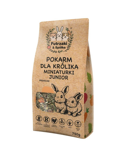 Hrană iepuri pitici junior fără cereale KUCHNIA SZEFA 750 g