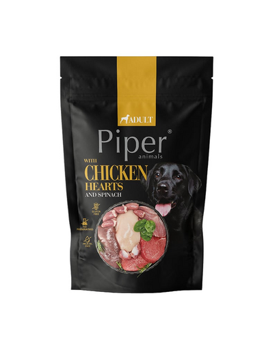 Hrană umedă câini adulți inimi de pui cu spanac PIPER Animals 500 g