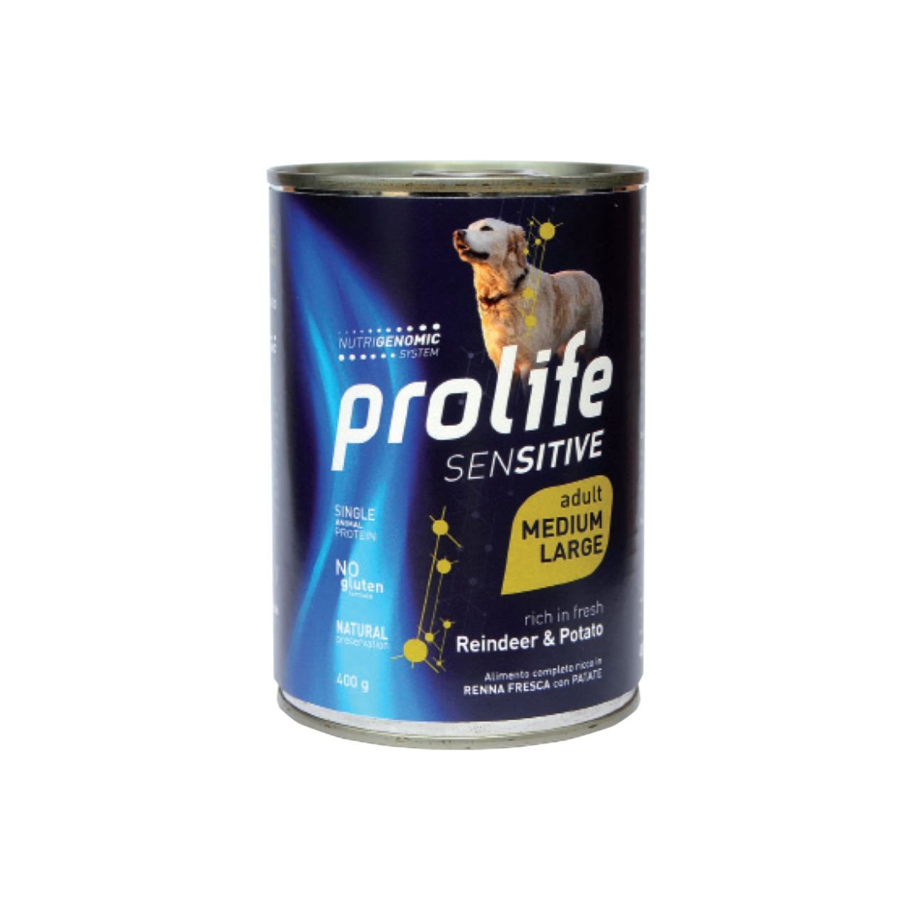 Hrana umeda caini, Prolife Adult Medium & Large Sensitive, Ren & Cartof, 400 g