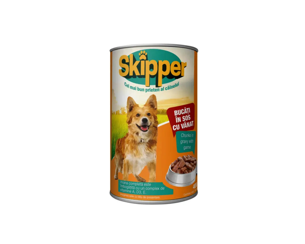 Hrana umeda pentru caini adulti Skipper cu vanat 400g