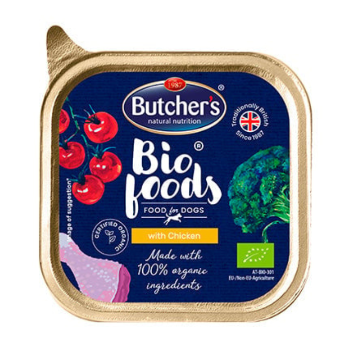 Hrana umeda pentru caini Butcher s Bio Foods, Pui, 150g