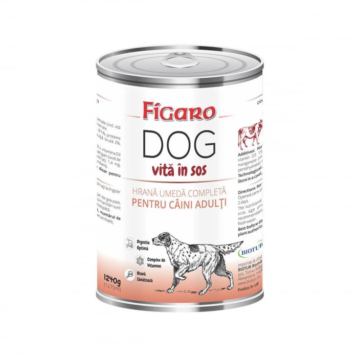 Hrana umeda pentru caini figaro dog Vita in sos conserva 1240 g