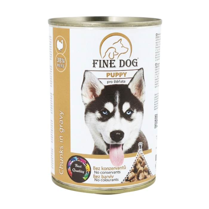 Hrana umeda pentru caini Fine Dog Family, cu Curcan, Junior, 415g