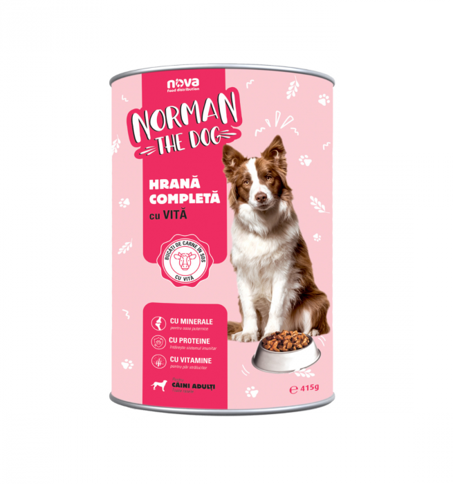Hrana umeda pentru caini Norman, Vita, 415g