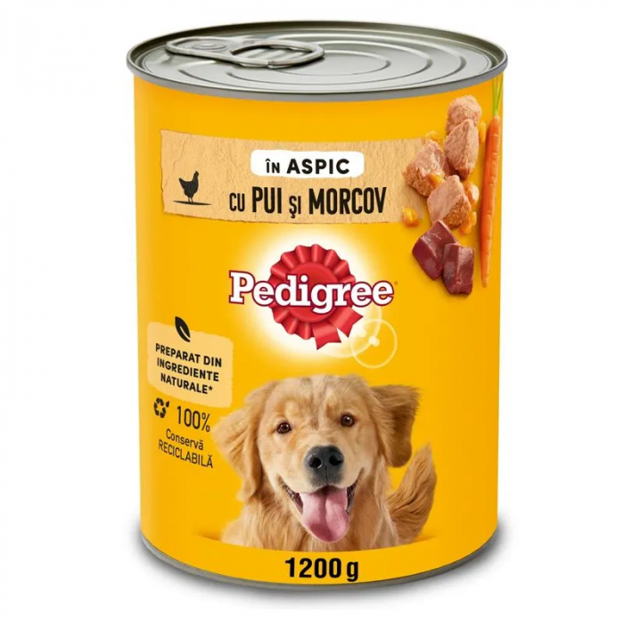 Hrana umeda pentru caini Pedigree Adult cu pui morcov 1200 gr