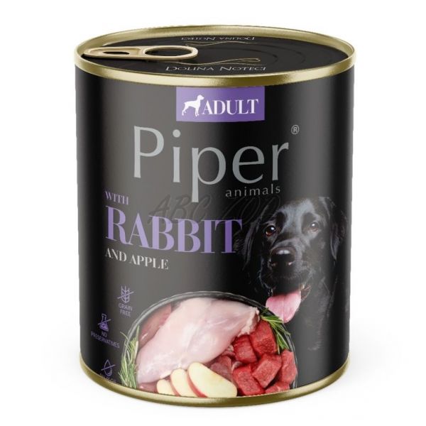 Hrana umeda pentru caini PIPER DOG, iepure si mar 800g