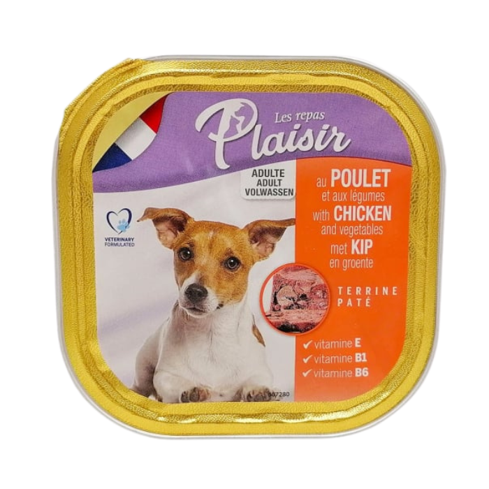 Hrana umeda pentru caini Plaisir, Pui, 18 x 300g