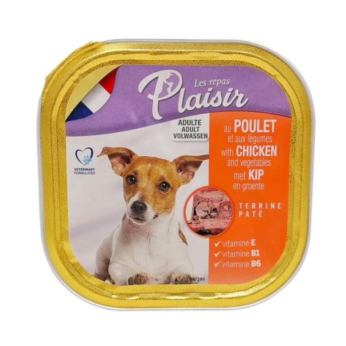Hrana umeda pentru caini Plaisir, Pui, 300g