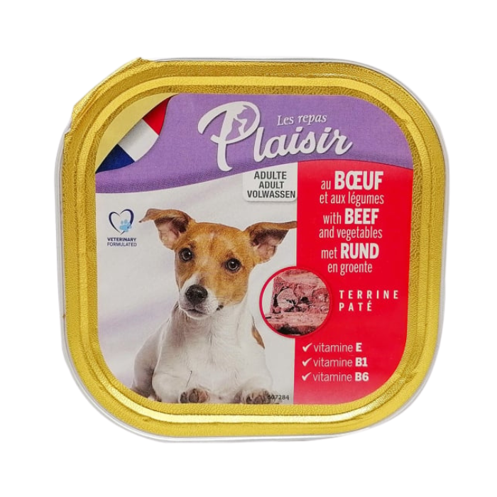 Hrana umeda pentru caini Plaisir, Vita, 18 x 300g