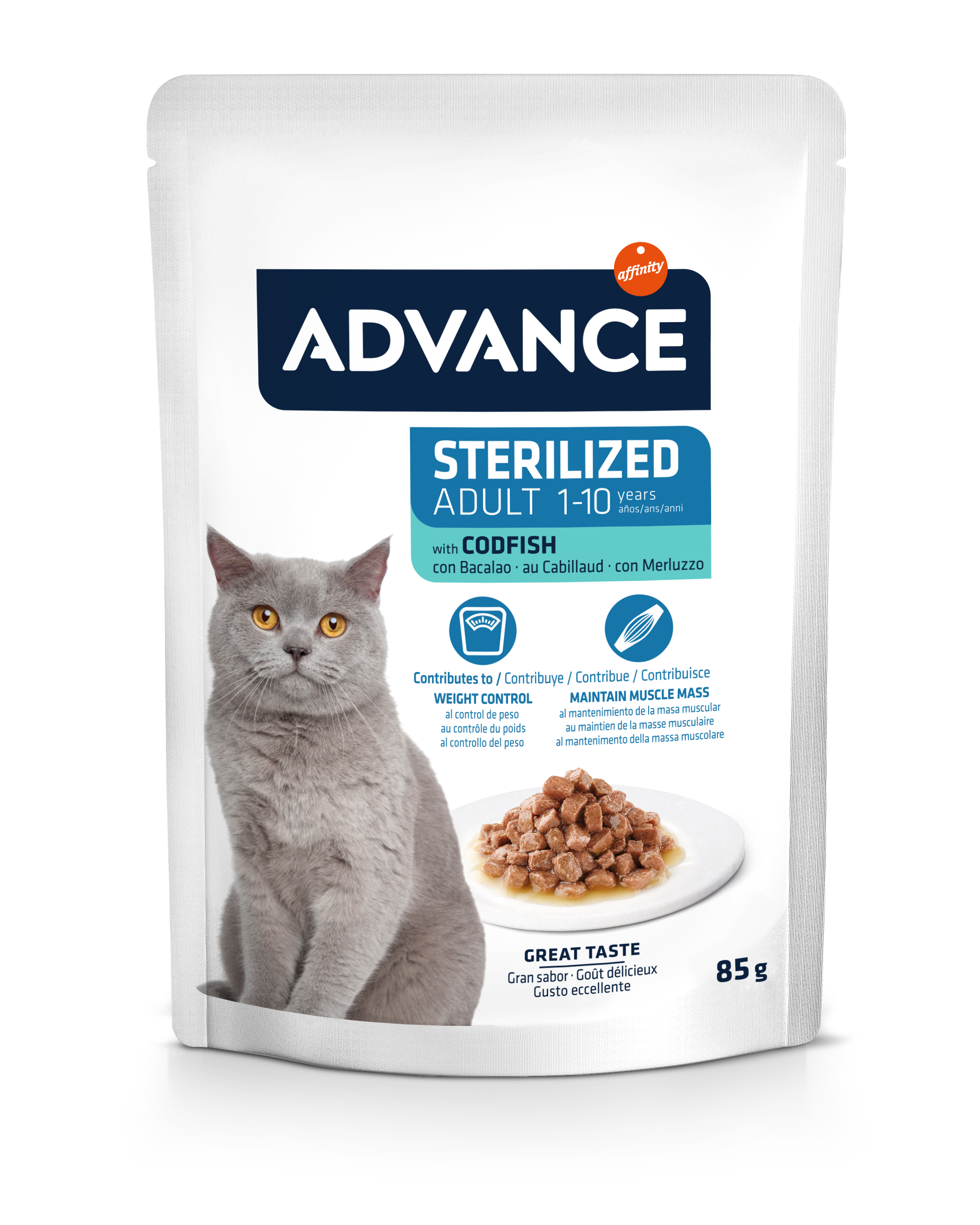 Hrana umeda pentru pisici Advance, Sterilized, Cod 85g