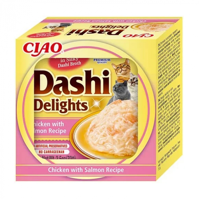 Hrana umeda pentru pisici Ciao Dashi Delights cu pui somon 70 gr
