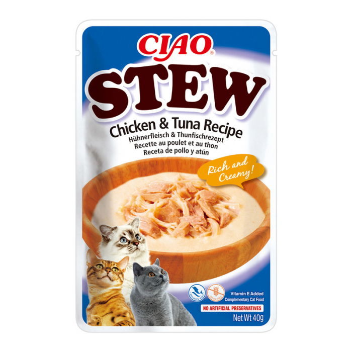 Hrana umeda pentru pisici Ciao Stew cu pui ton 40 gr