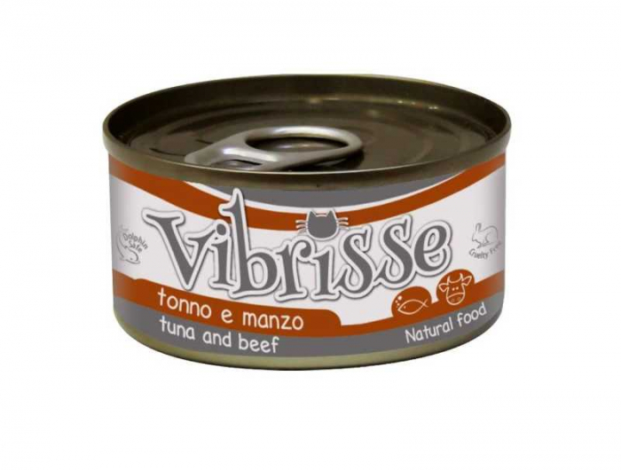 Hrana umeda pentru pisici Croci Vibrisse Natural, Ton si vita, 6 x 70g