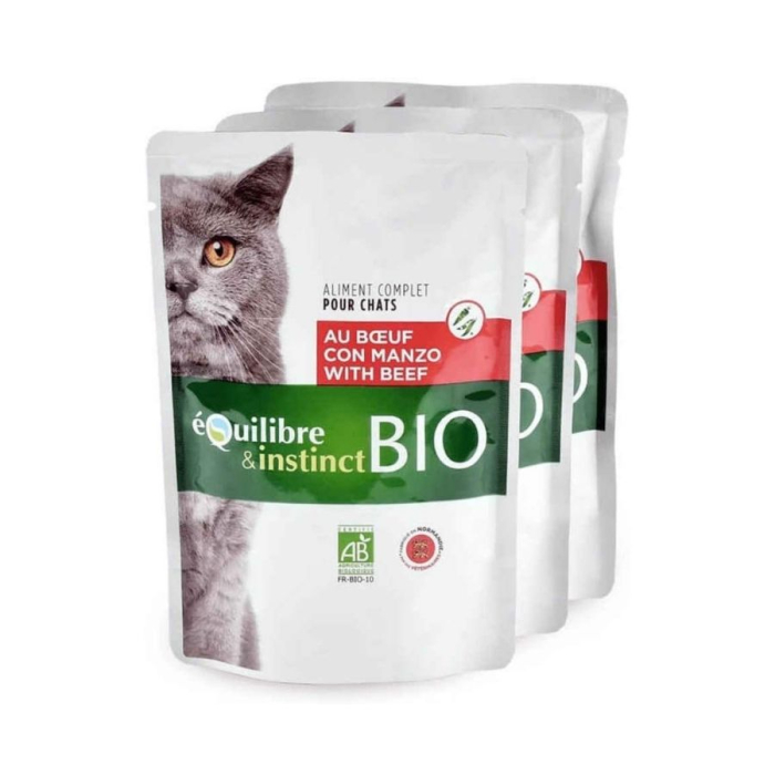 Hrana umeda pentru pisici Equilibre Instinct, Bio, Vita si legume, 22 x 100g