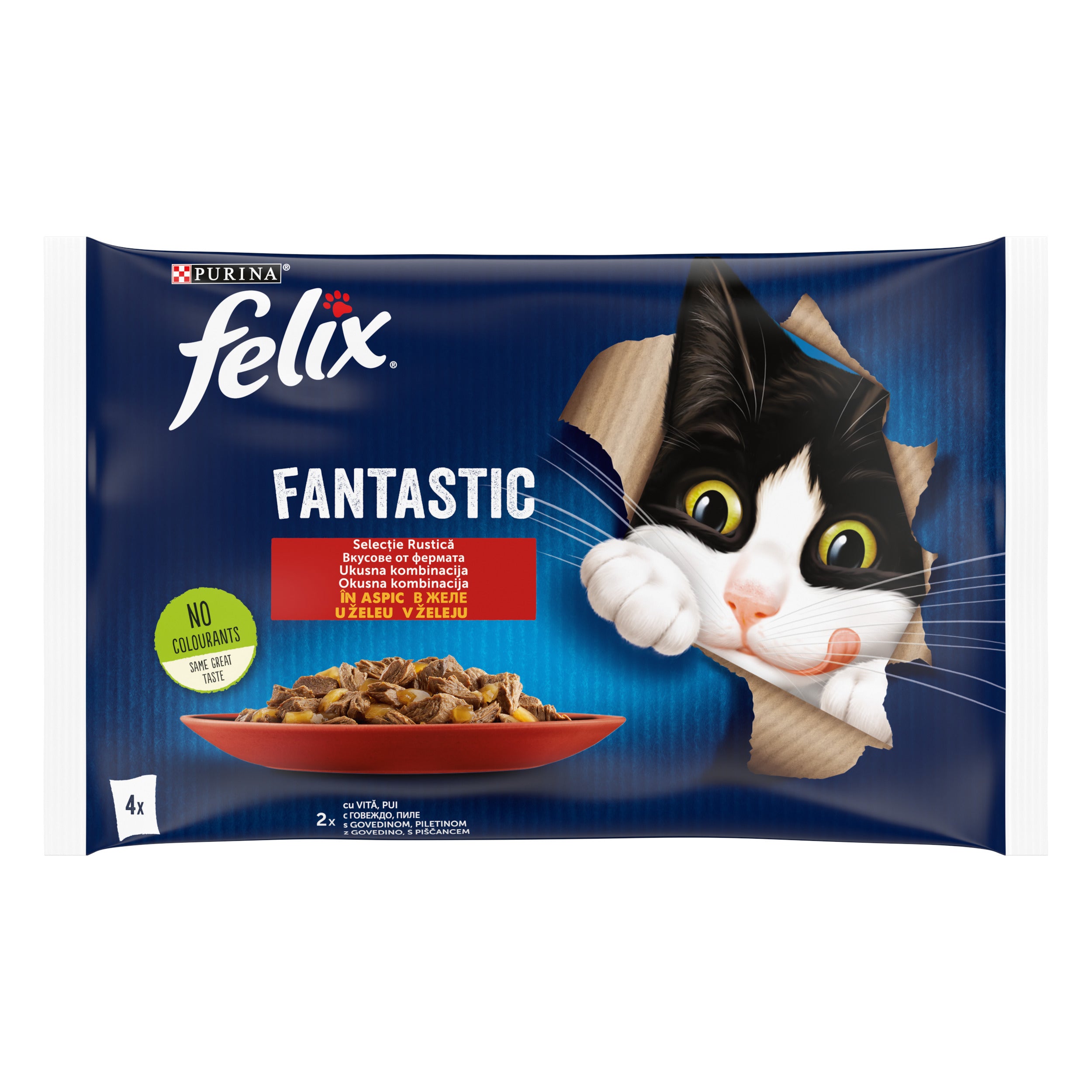 Hrana umeda pentru pisici Felix Fantastic Vita si Pui in Aspic, 4 x 85g 4x85g
