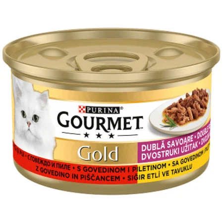 Hrana umeda pentru pisici Gourmet Gold cu vita pui 85 gr