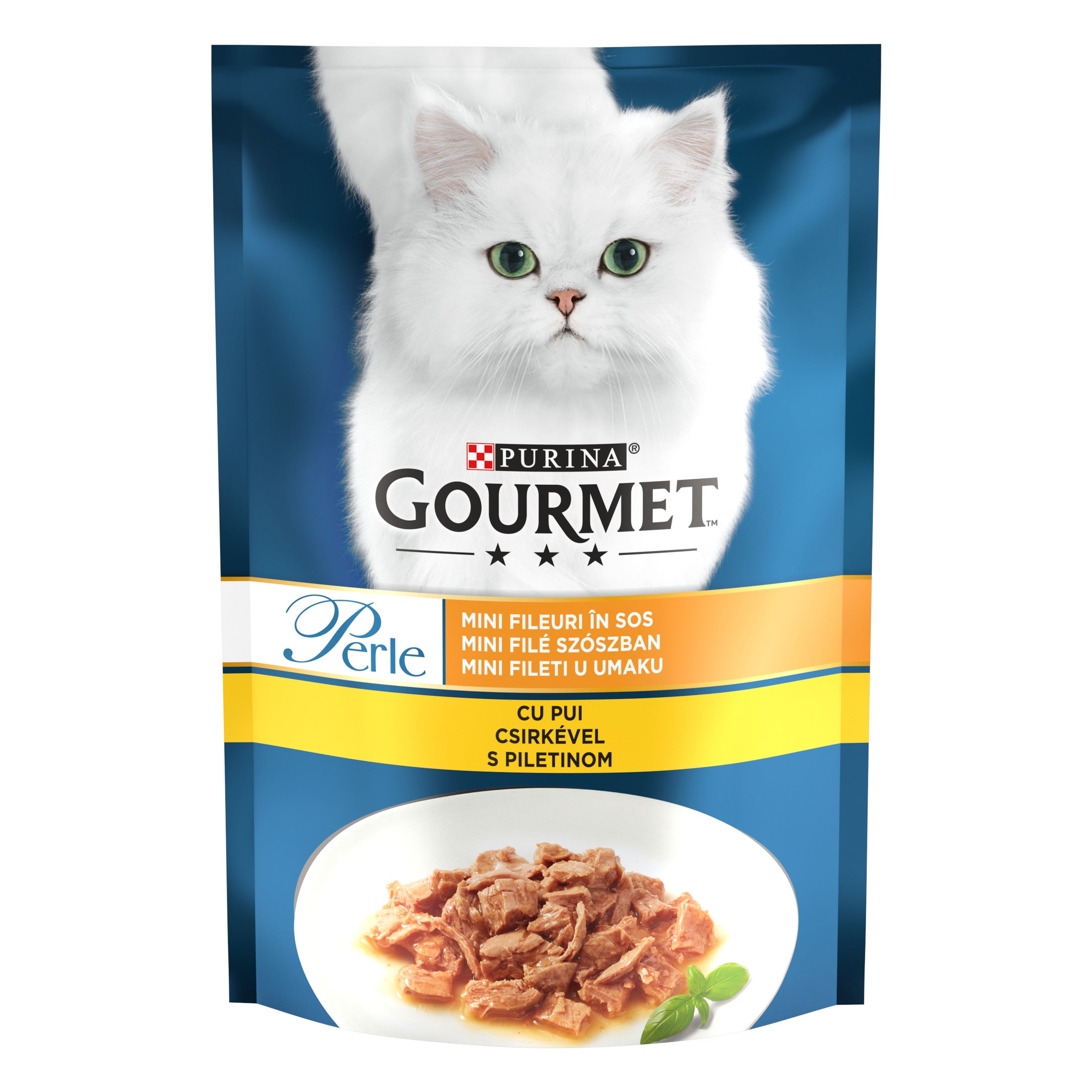 Hrana umeda pentru pisici Gourmet Perle, Mini Fileuri in Sos Pui, 85 g 85g