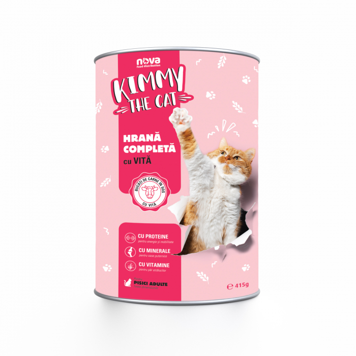 Hrana umeda pentru pisici Kimmy, vita, 415g