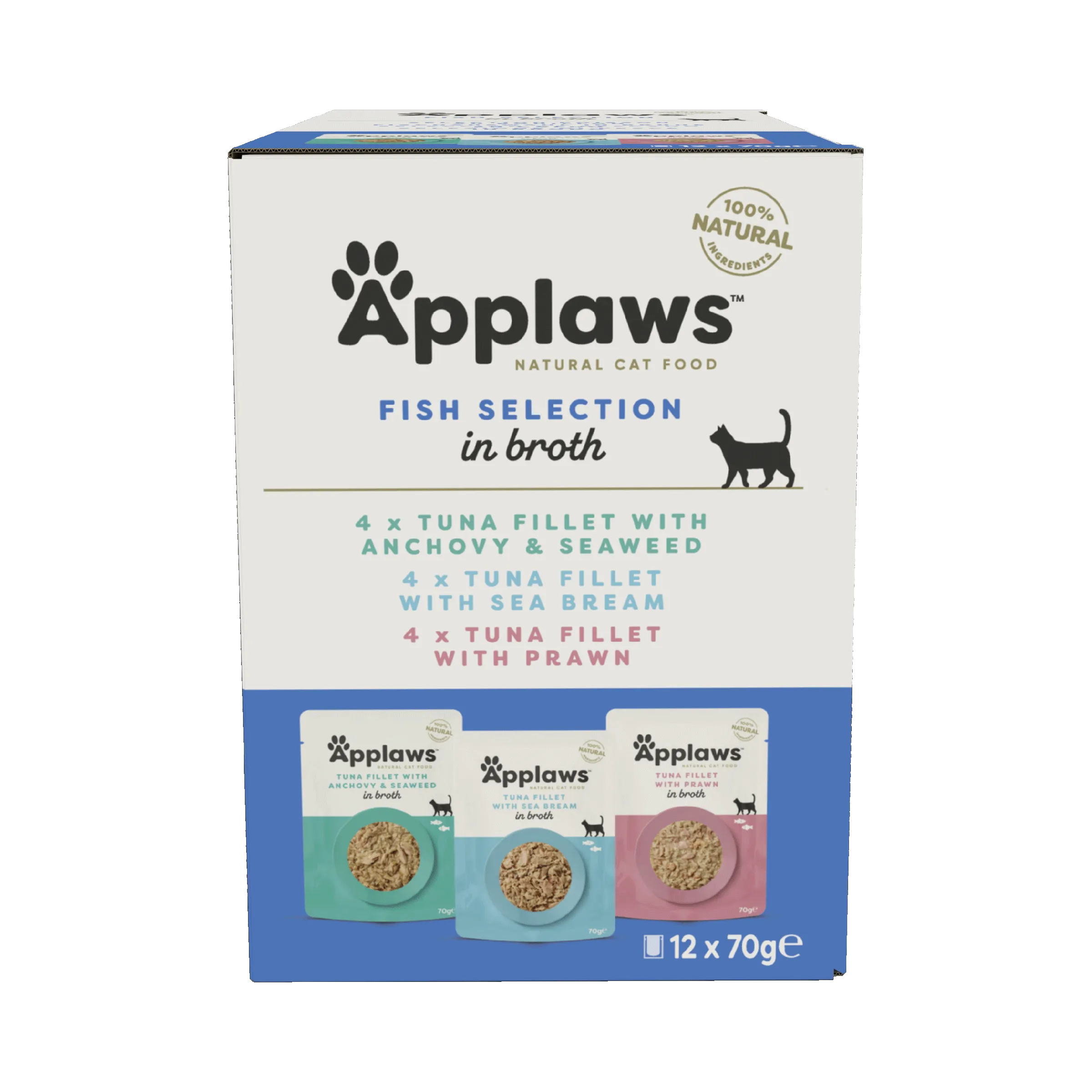 Hrana umeda pisici, Applaws Cat Adult Selectie Peste, Multipack Plicuri, 12 x 70 g
