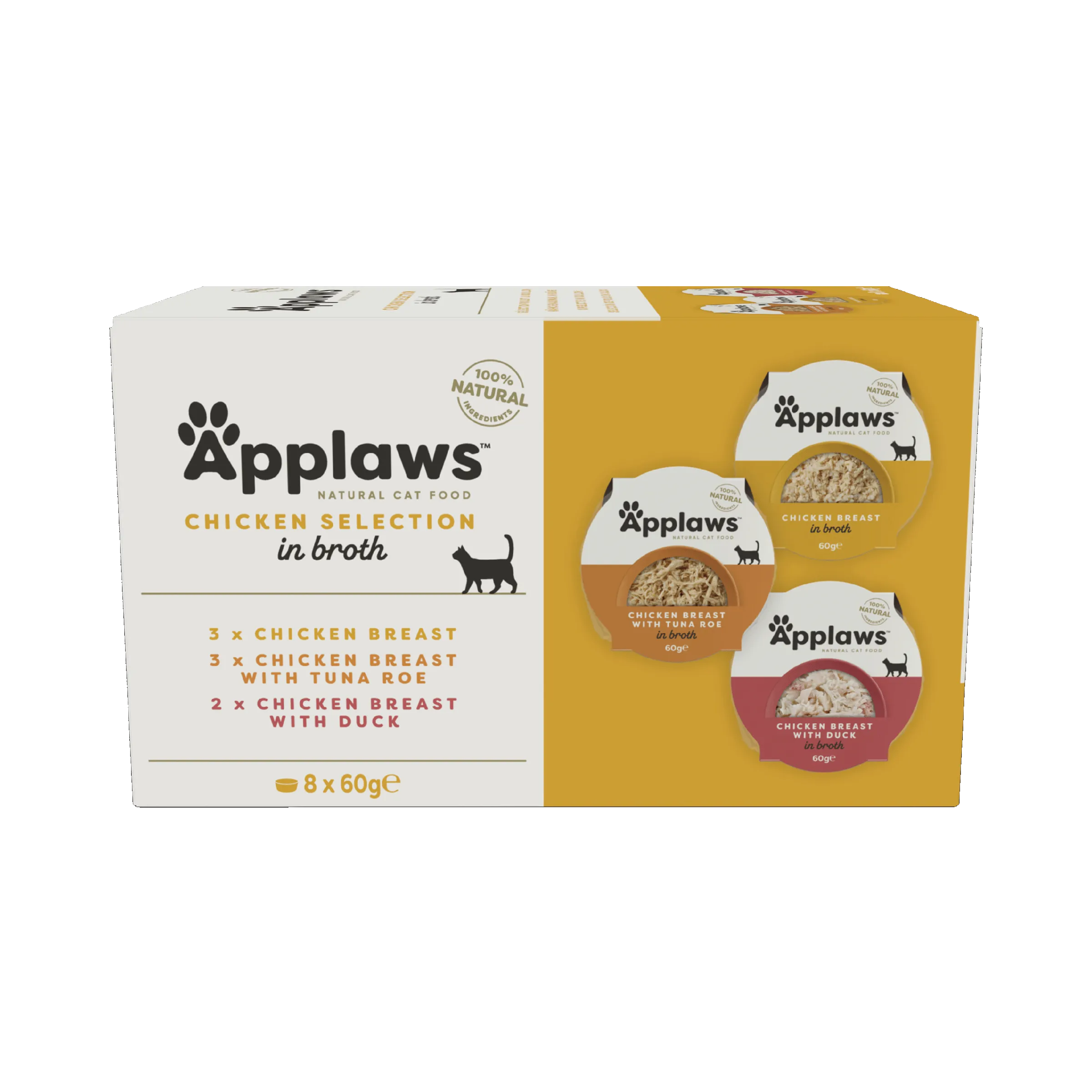 Hrana umeda pisici, Applaws Cat Adult Selectie Pui, Multipack Boluri, 8 x 60 g