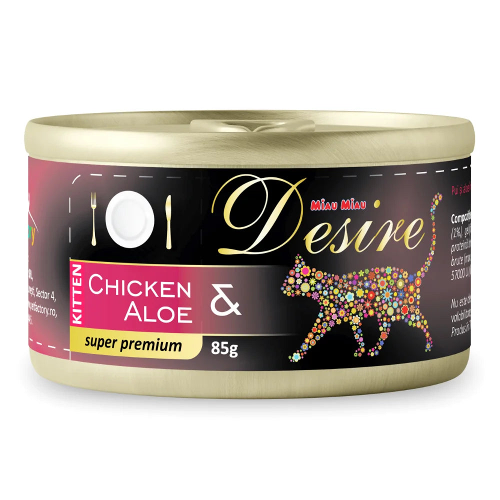 Hrana Umeda Pisici DESIRE Kitten Pui File si Aloe in Gelatina 85g 85g
