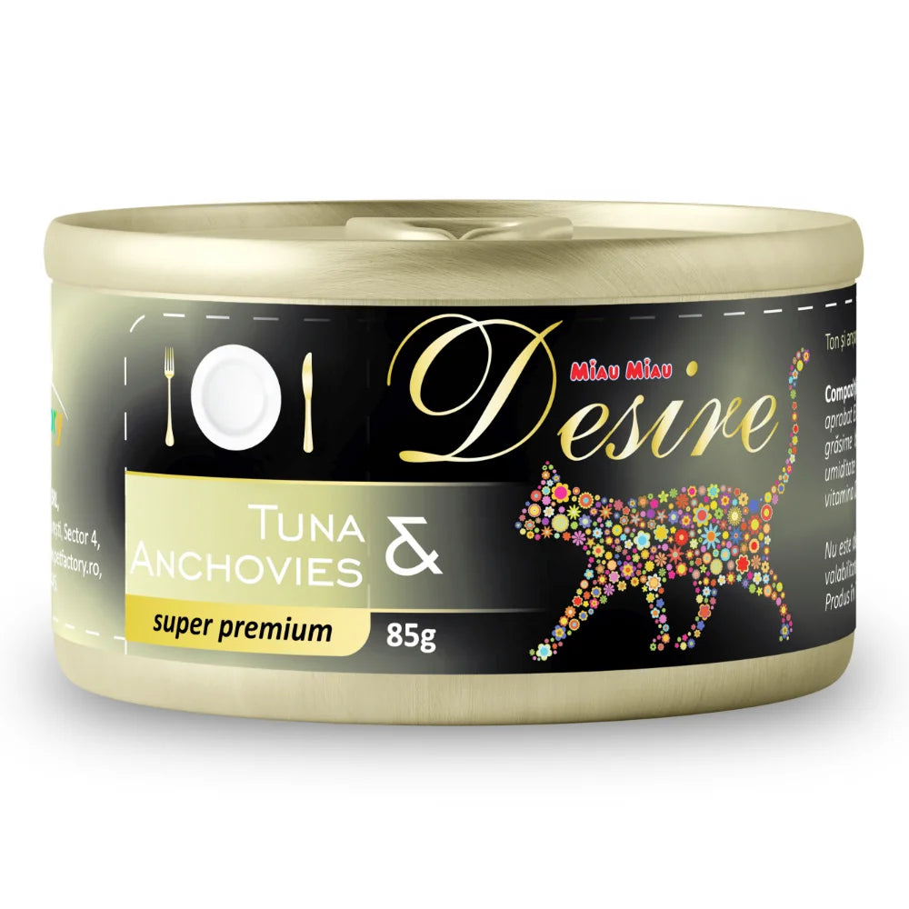 Hrana Umeda Pisici DESIRE Ton File si Ansoa in Gelatina 85g 85g