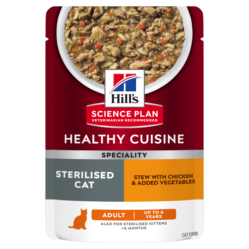 Hrana umeda pisici, Hill's Science Plan Feline Adult Sterilised Chicken & Vegetables Stew, 80 g