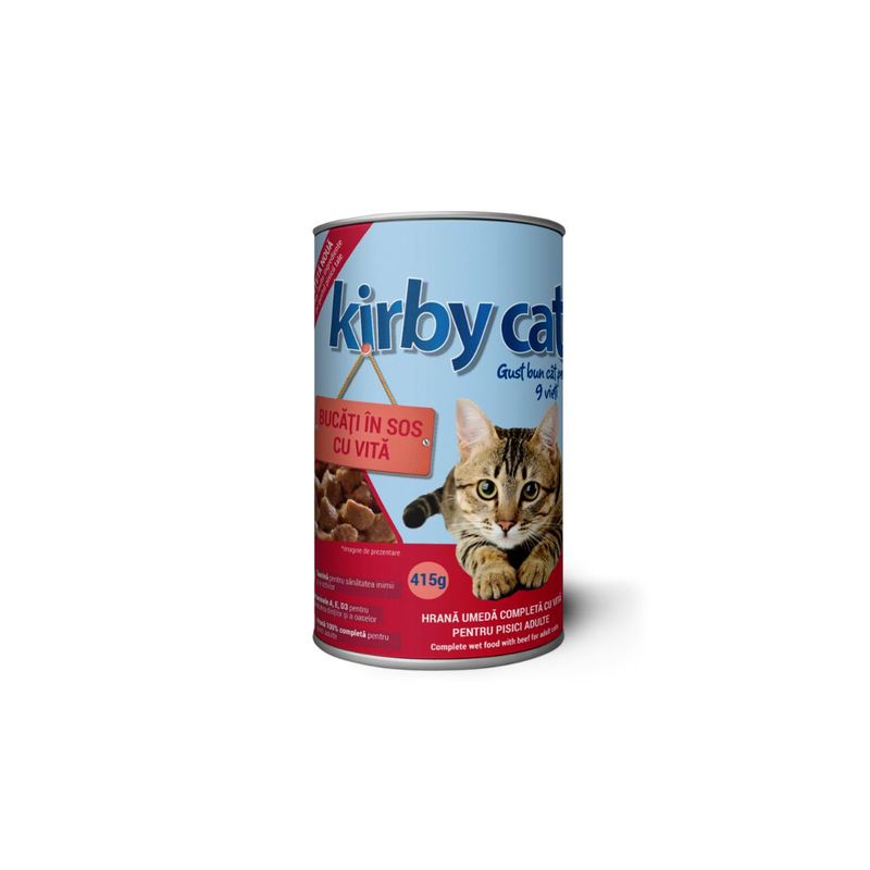 Hrana umeda pisici, Kirby Cat conserva cu vita, 415g 415g