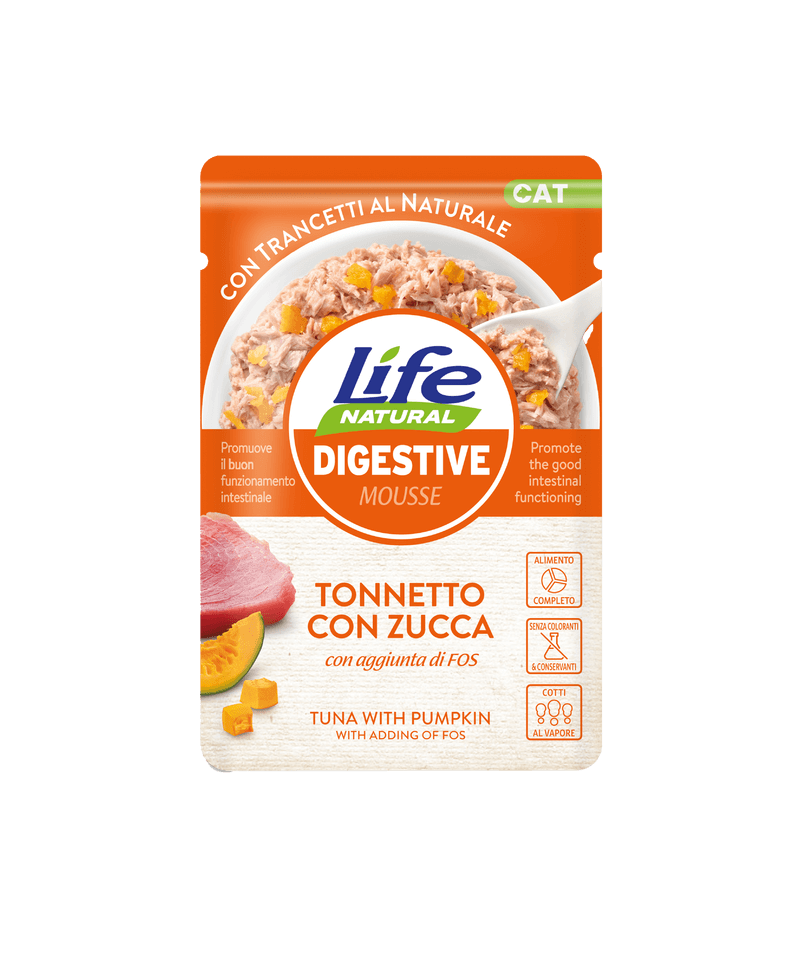 Hrana Umeda Pisici, Life Natural Digestive Mousse Ton si Dovleac, 70 g