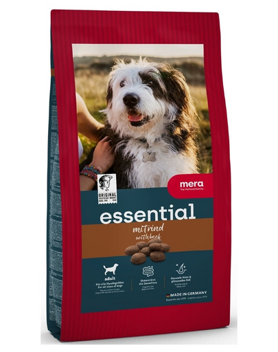 Hrană uscată câini adulți activitate normală, vită MERA Essential Adult 12,5 kg