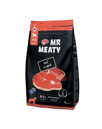 Hrană uscată câini adulți digestie sensibilă vită și capră MR MEATY 9 kg