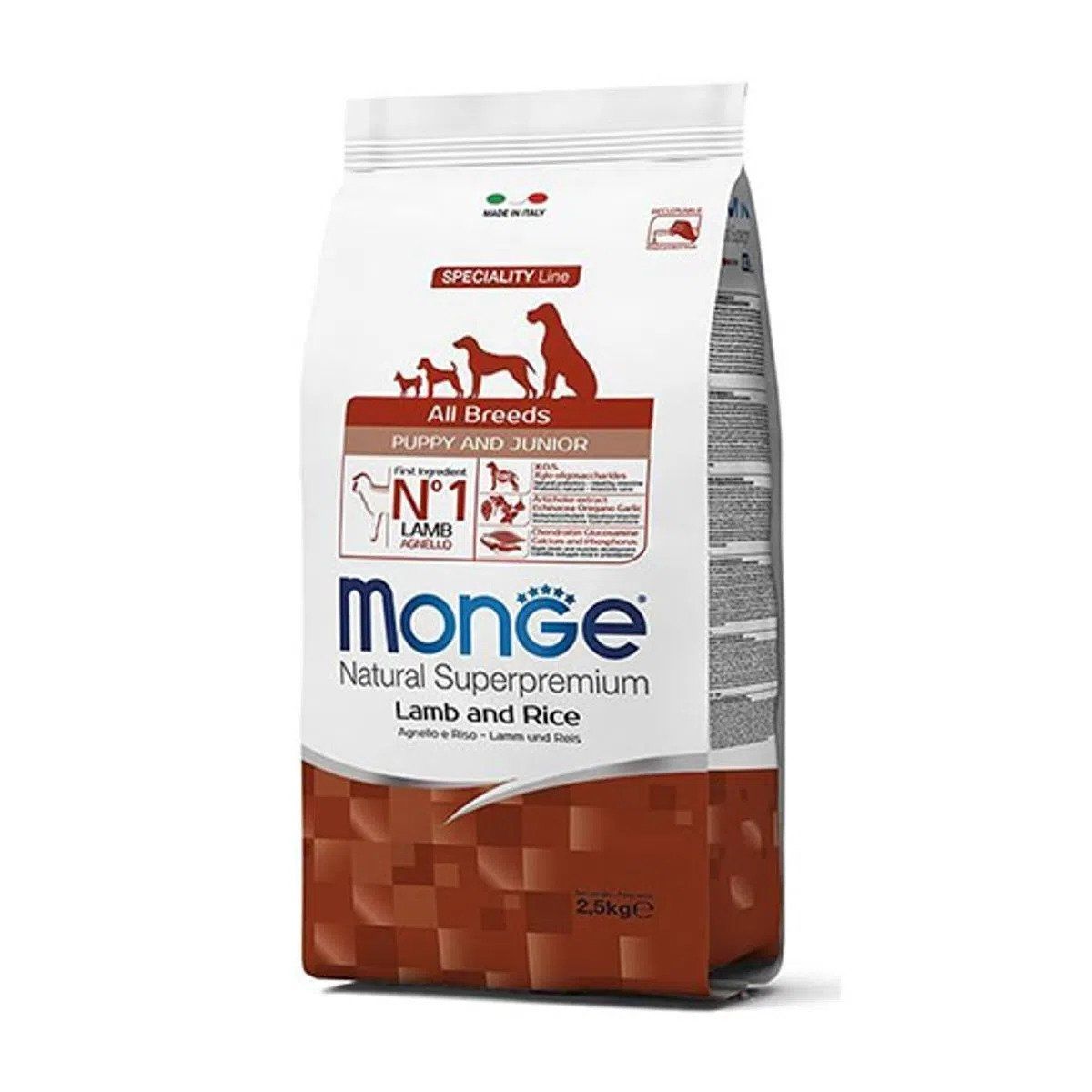 Hrana uscata caini, Monge Natural Superpremium All Breeds Puppy, Miel & Orez, 12 kg