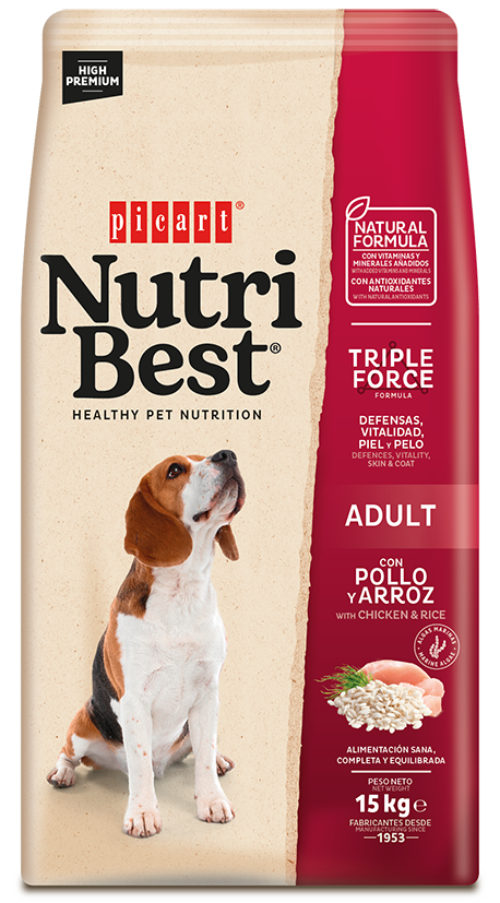 Hrana Uscata Caini Premium, NutriBest Adult Dog, Pui si Orez, 15 kg
