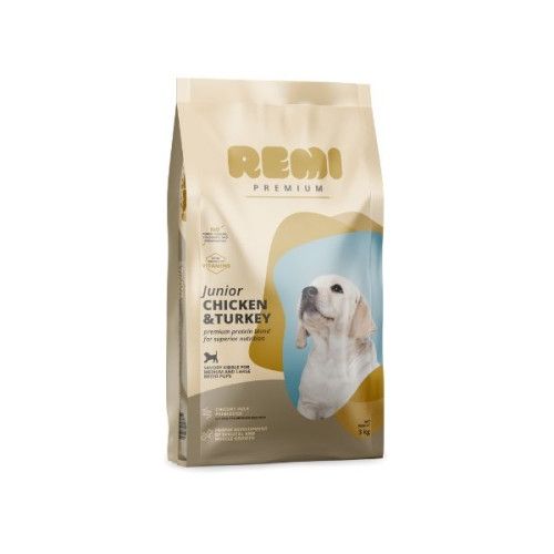 Hrana Uscata Caini, Remi Premium Junior Medium-Large Breed cu Pui si Curcan, 3 kg