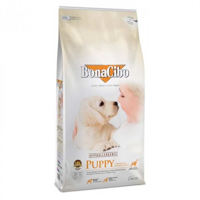 Hrana uscata pentru caini Bona Cibo Puppy cu pui orez 15 kg