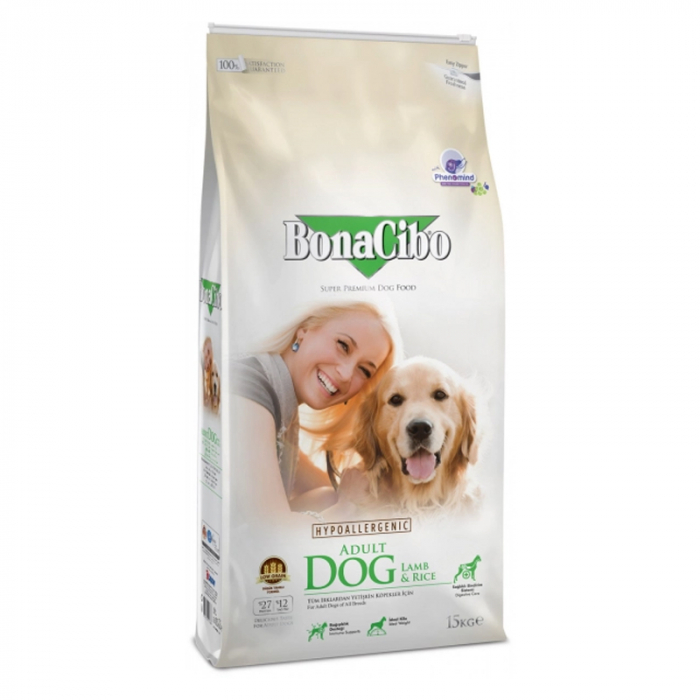 Hrana uscata pentru caini Bono Cibo Adult cu miel orez 15 kg
