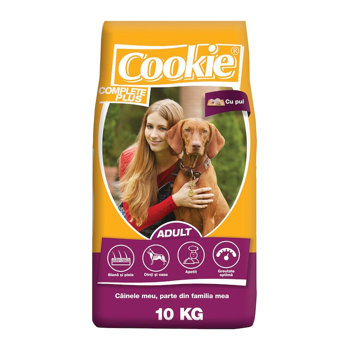 Hrana uscata pentru caini Cookie, Complete Plus Adult, Pui, 10kg 10kg